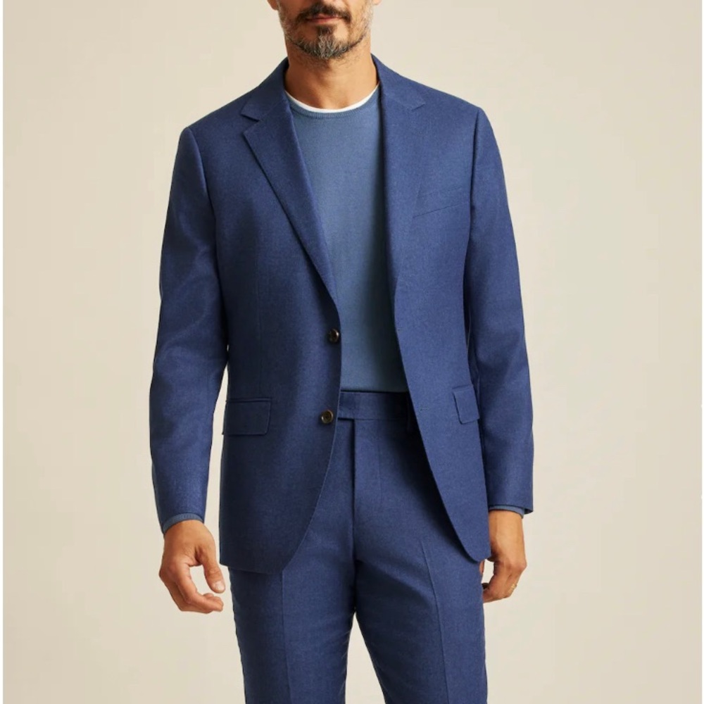 BONOBOS Size 44R Finest Italian Wool Suit Jacket Athletic Fit MARZOTTO MiniPlaid
